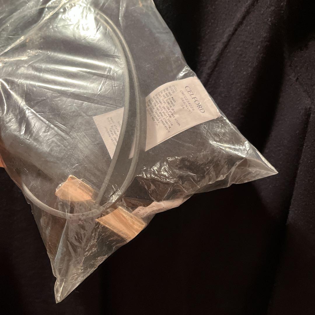 新品celfordセルフォード ストール付きリバードレスコート ネイビー リボン