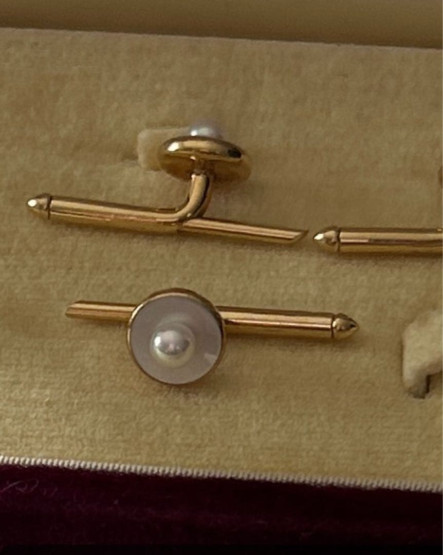 K14 陽刻 MIKIMOTO彫金 白蝶貝 真珠 カフス シェル パール 御木本