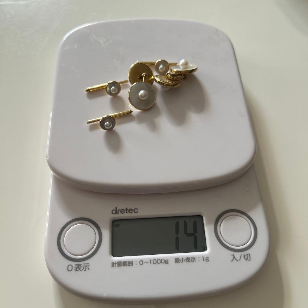 K14 陽刻 MIKIMOTO彫金 白蝶貝 真珠 カフス シェル パール 御木本