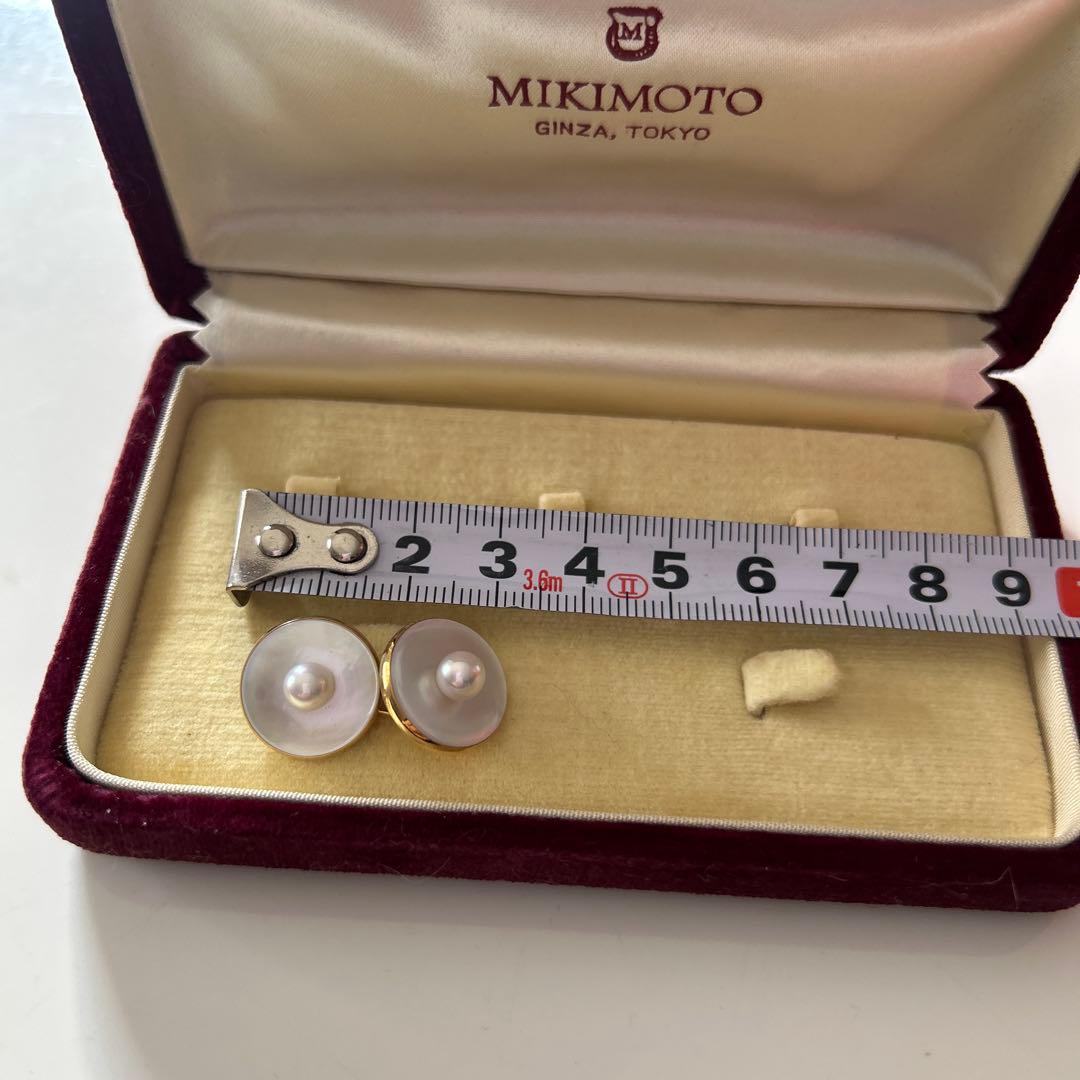K14 陽刻 MIKIMOTO彫金 白蝶貝 真珠 カフス シェル パール 御木本
