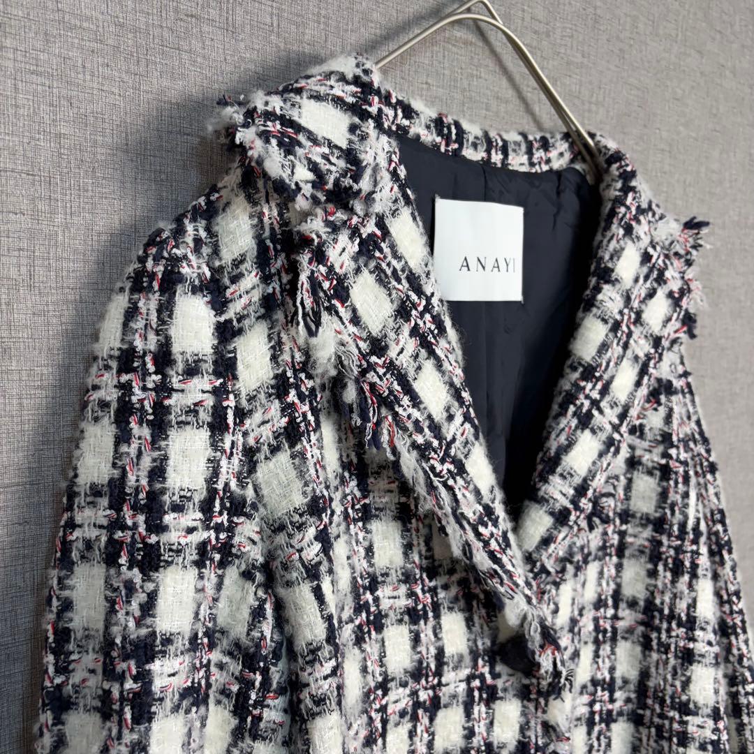 美品　ANAYI アナイ　ツイード　ベルト付き　コート　新タグ
