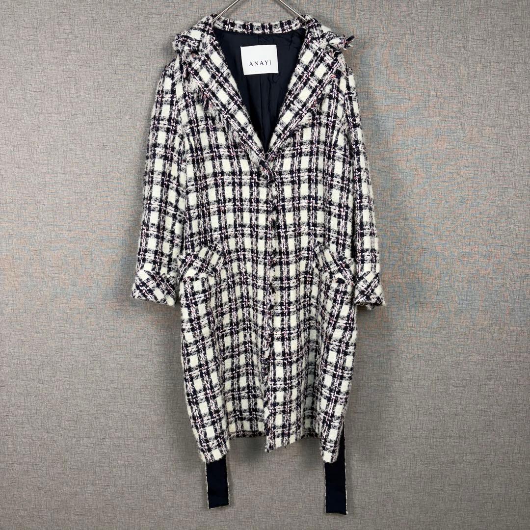 美品　ANAYI アナイ　ツイード　ベルト付き　コート　新タグ