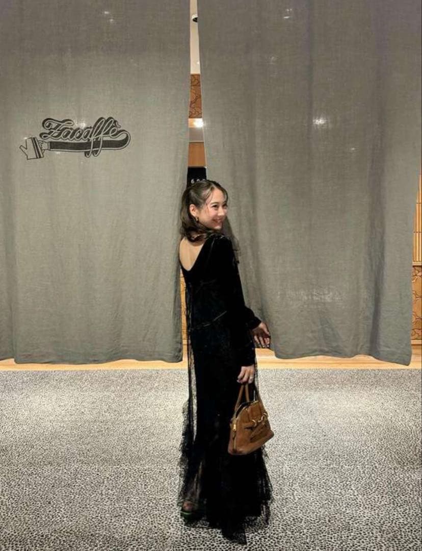 【ANDRESD】sparkle lace velour dress M 黒