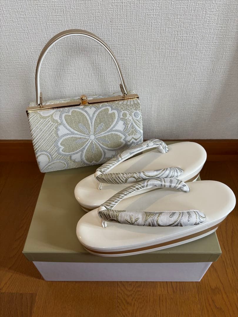 草履バッグセット　厚底　白　ホワイト