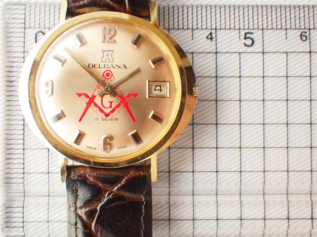 極上品★フリーメイソン DELBANA スイス製 ヴィンテージ 手巻き腕時計