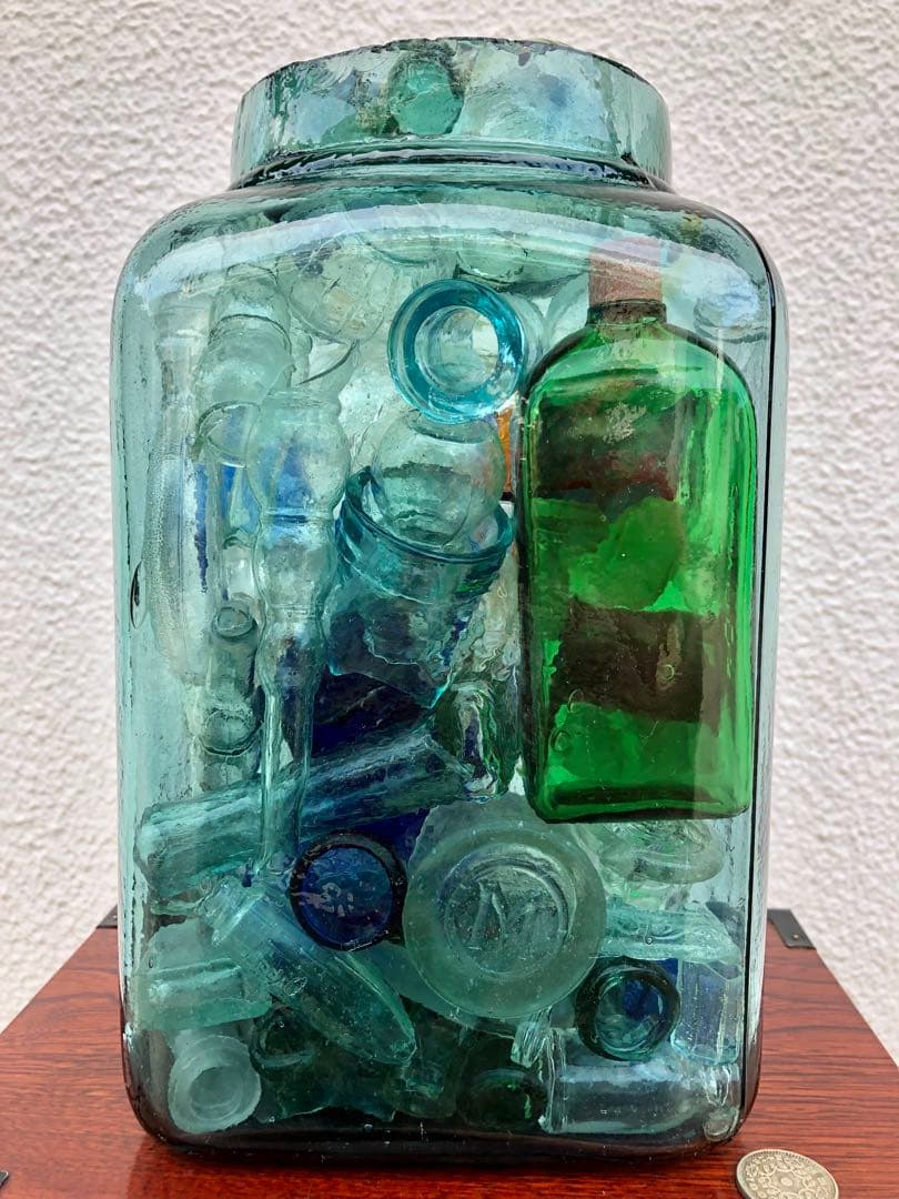 24 レトロ瓶 サンキャッチャー 海苔瓶 いろいろ キラキラ ガラス ビンテージ