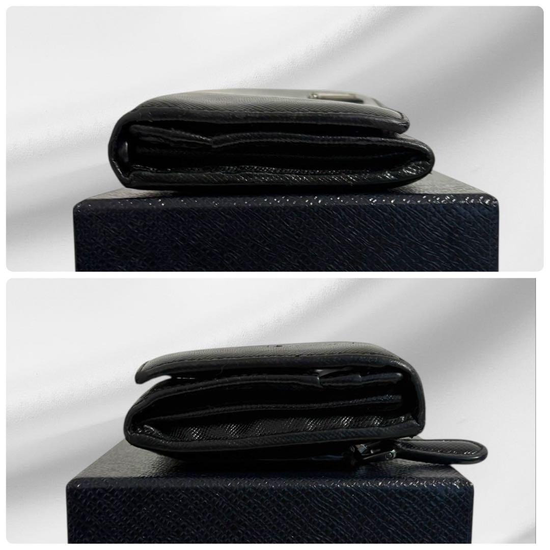 極美品✨PRADA プラダ 長財布 二つ折り財布 サフィアーノ ブラック 三角