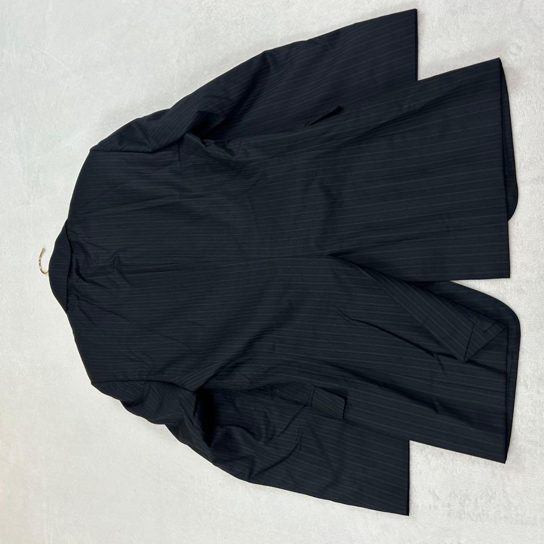 J605 美品 S グッチ イタリア製 シルク混 スーツ上下 ネイビー メンズ