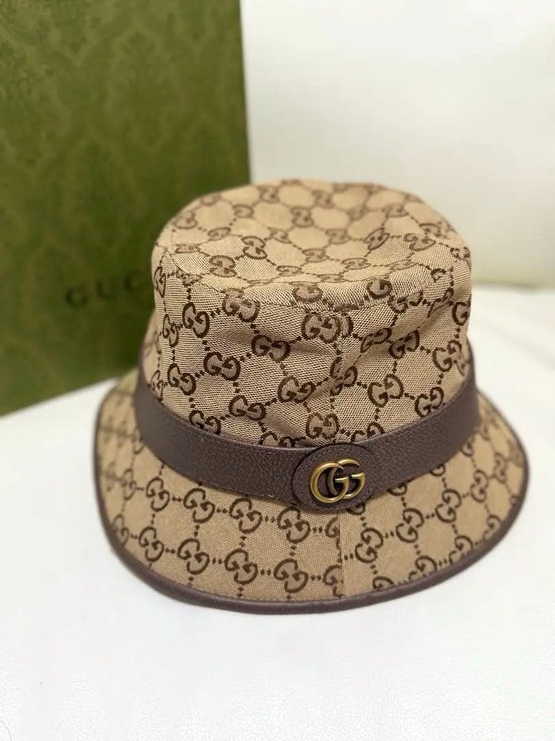 【GUCCI・箱付き】GGキャンバス フェドラハット　M