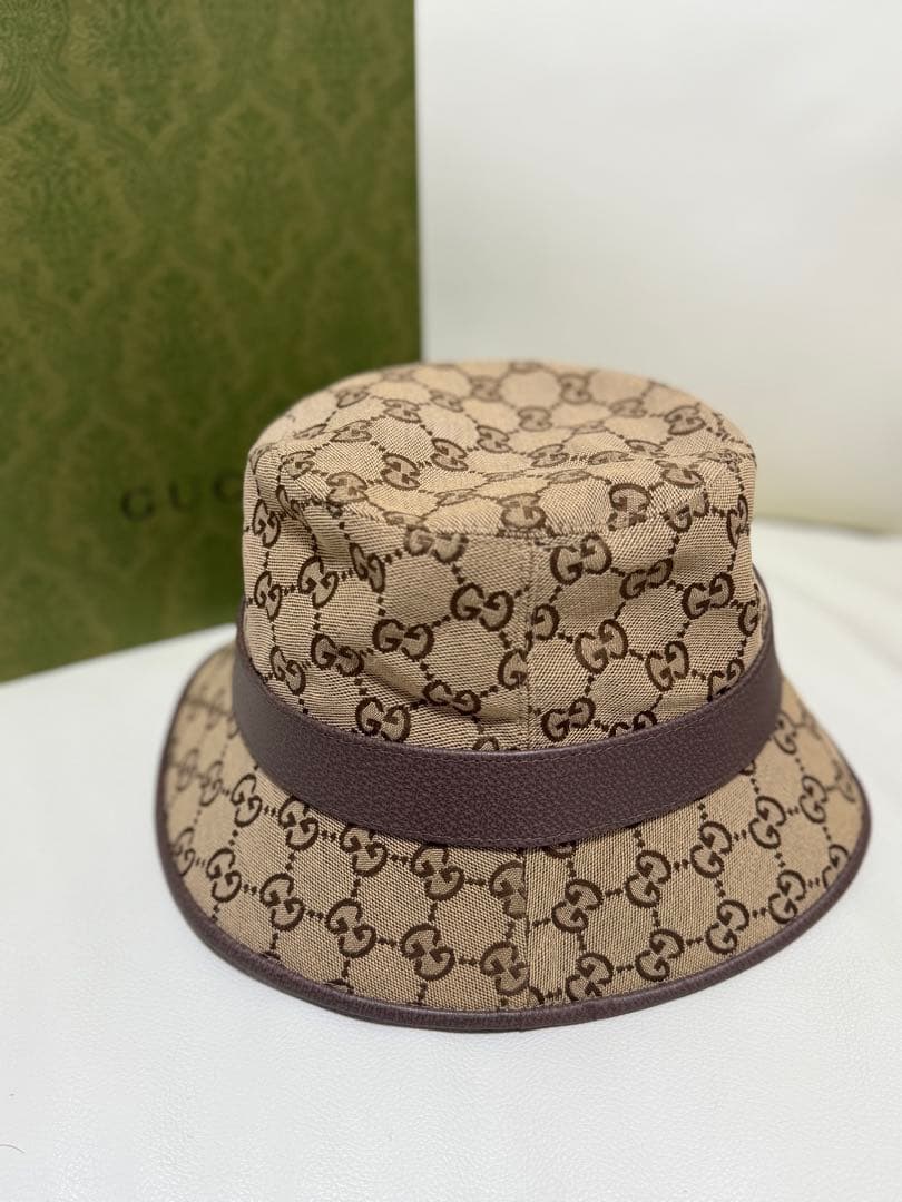 【GUCCI・箱付き】GGキャンバス フェドラハット　M