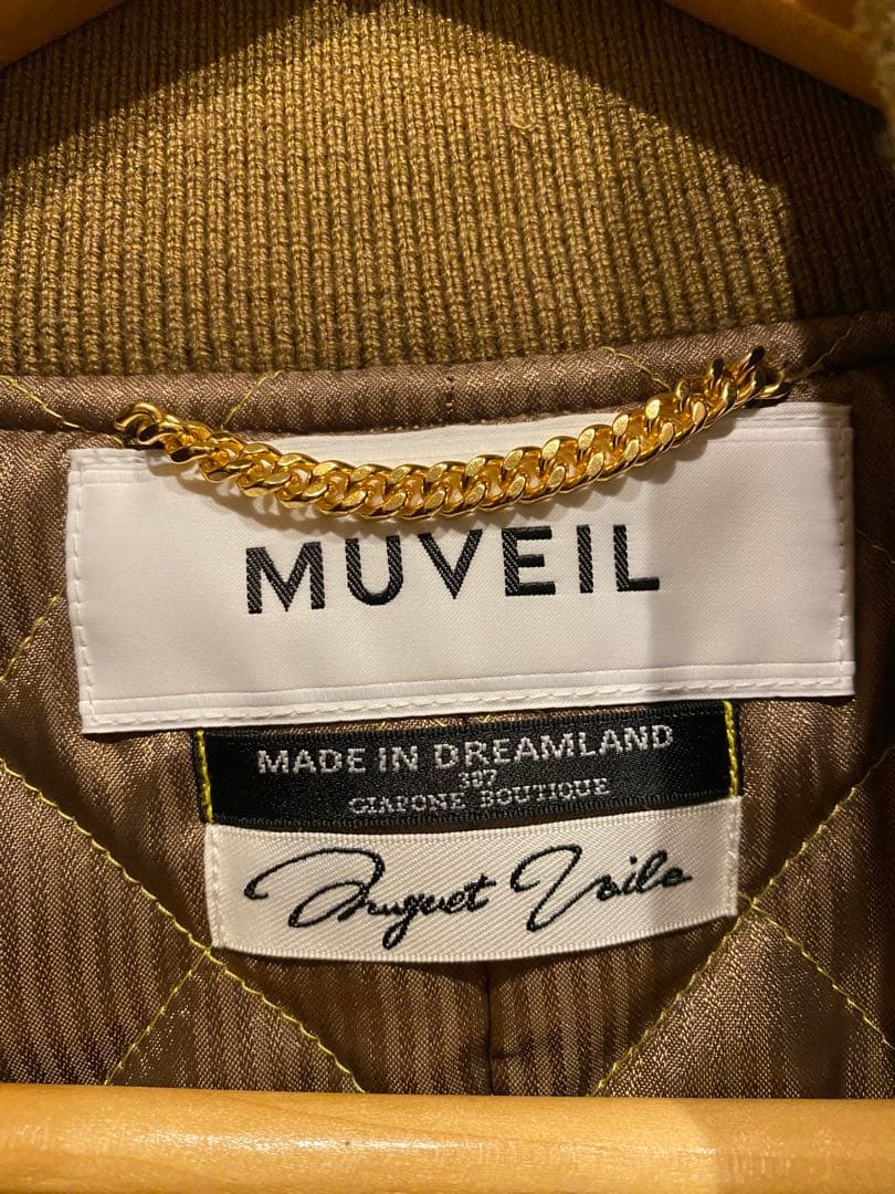 MUVEIL ファー スタジャン ベージュ