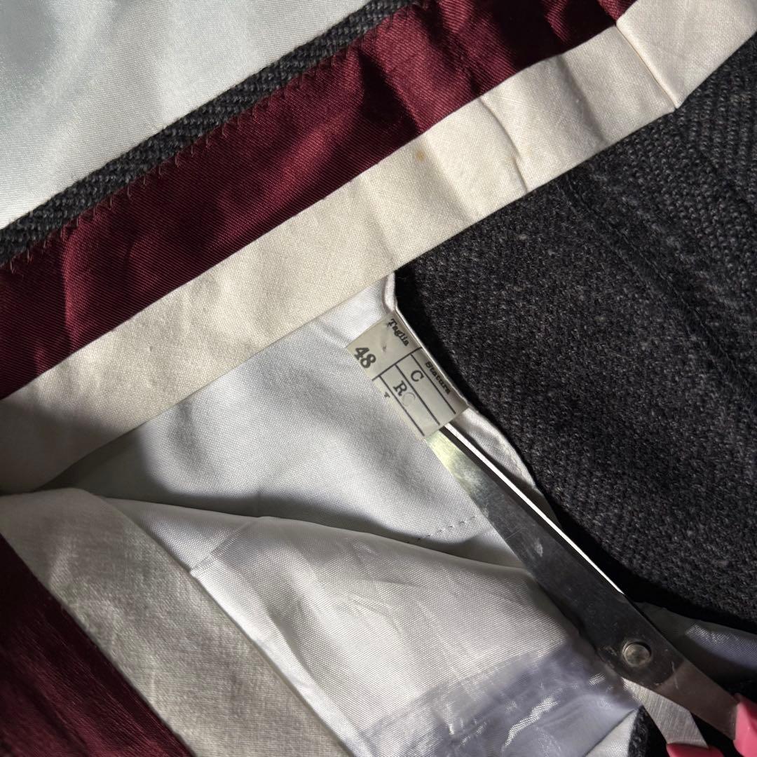 90s vintage イタリア製 織柄 ストライプ ツータックウールスラックス