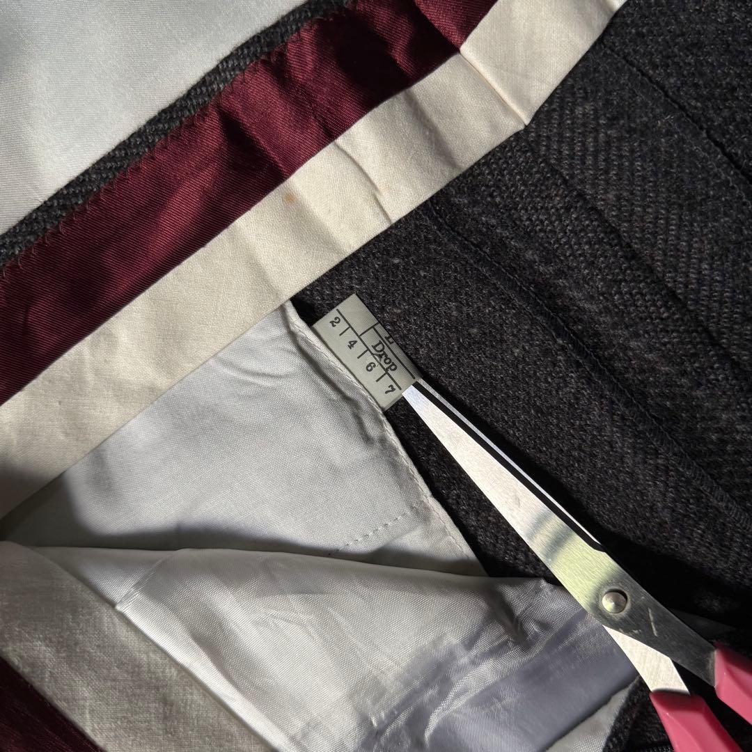 90s vintage イタリア製 織柄 ストライプ ツータックウールスラックス