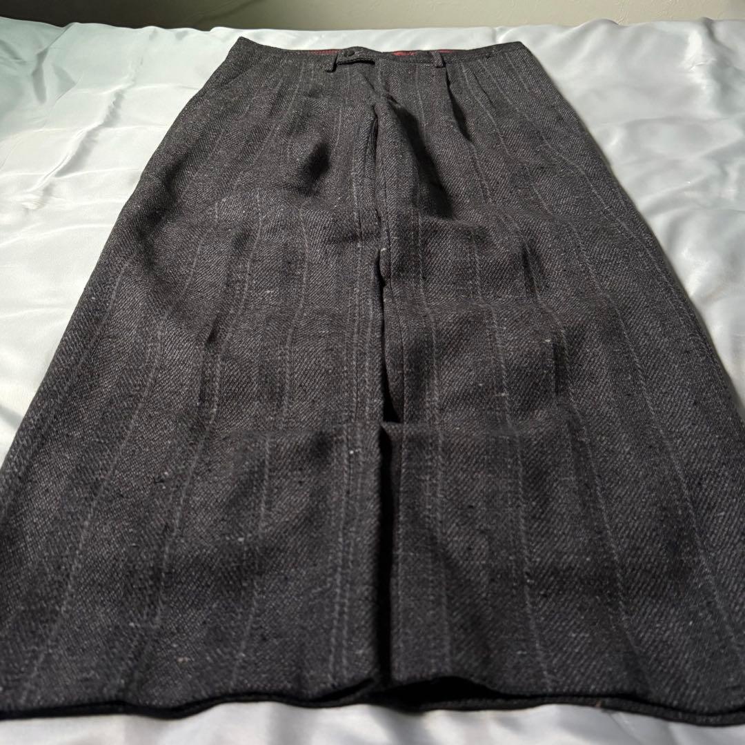 90s vintage イタリア製 織柄 ストライプ ツータックウールスラックス