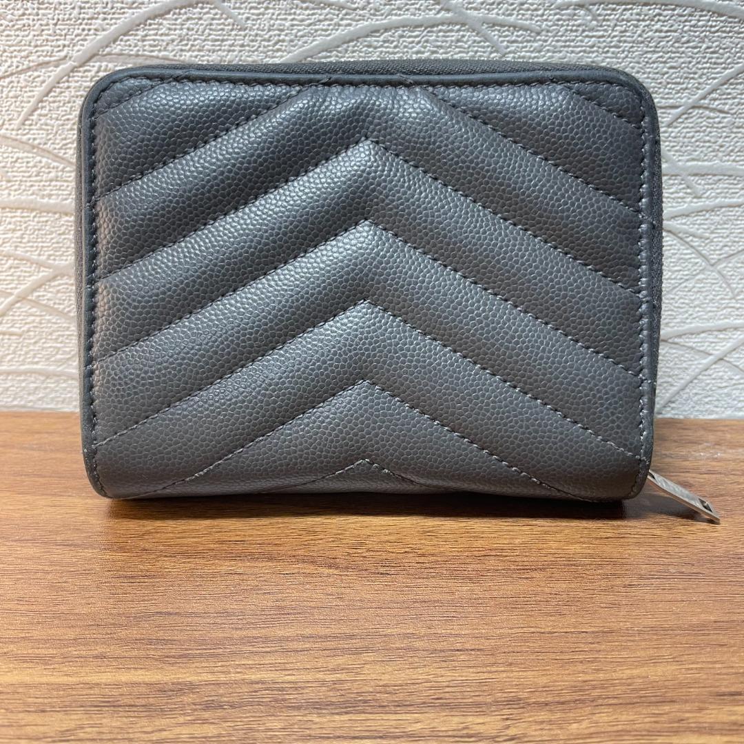 【美品】SAINT LAURENT サンローラン 二つ折り財布 ブラック レザー