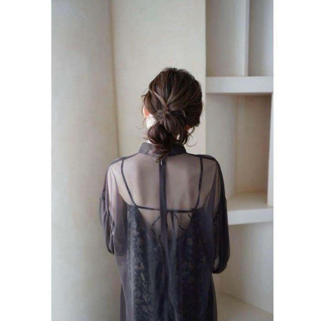 ackaブラウン　ワンピースオケージョン結婚式　二次会　シアーキャミワンピドレス