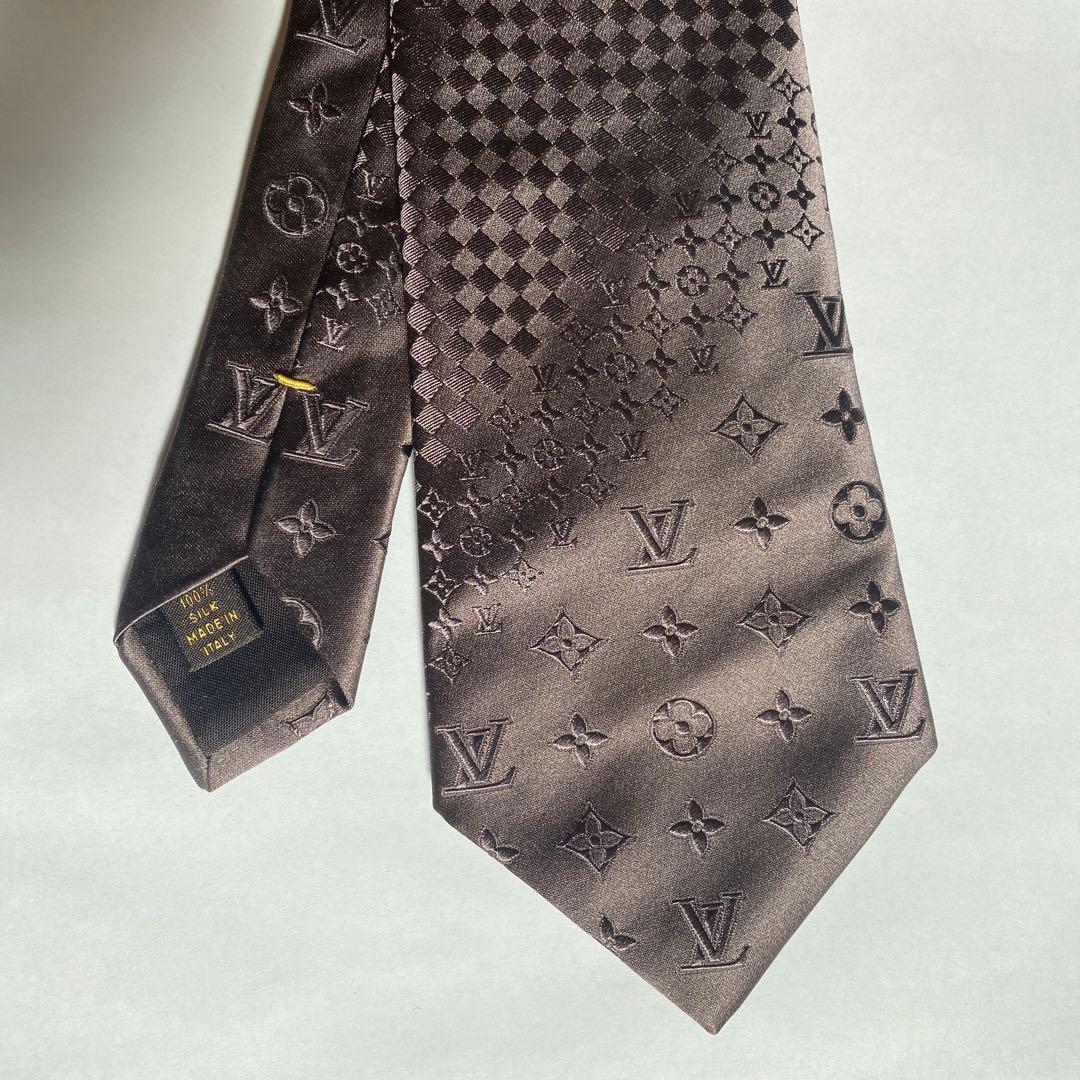 LOUIS VUITTON ネクタイ ダミエ モノグラム ブラウン