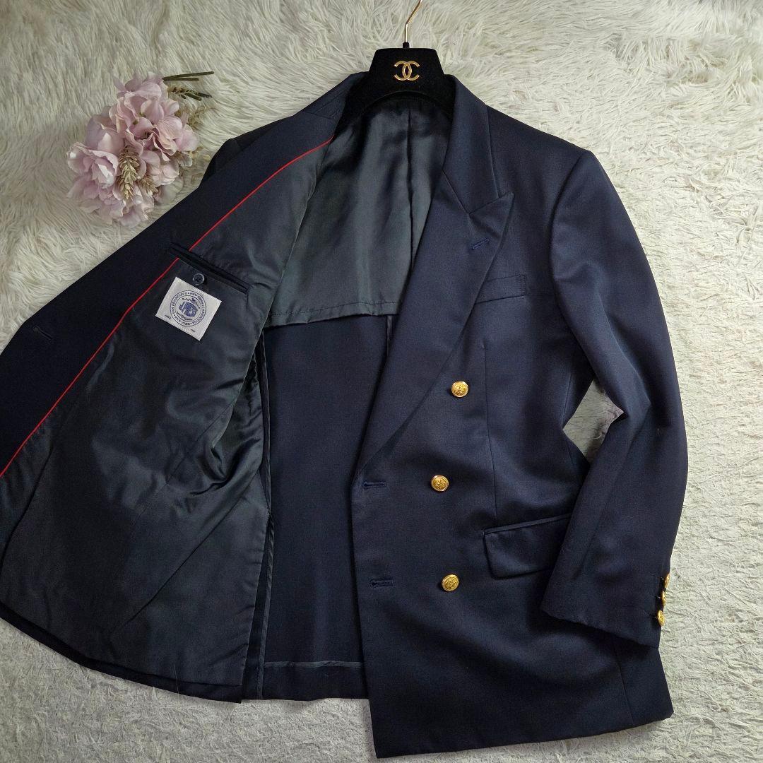 極美品 ジェイプレス ダブル 紺ブレ サイズ11 L 金ボタン 濃紺