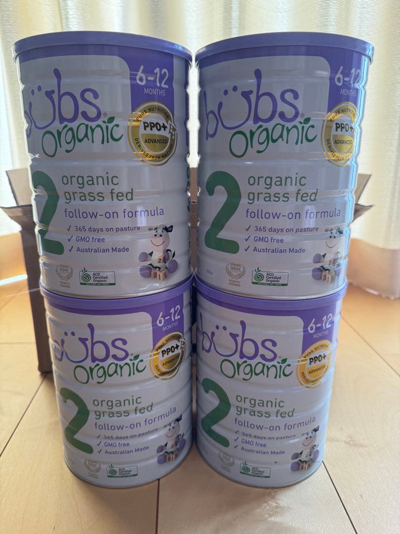 bubs organic 2 6-12ヶ月用粉ミルク 4缶セット