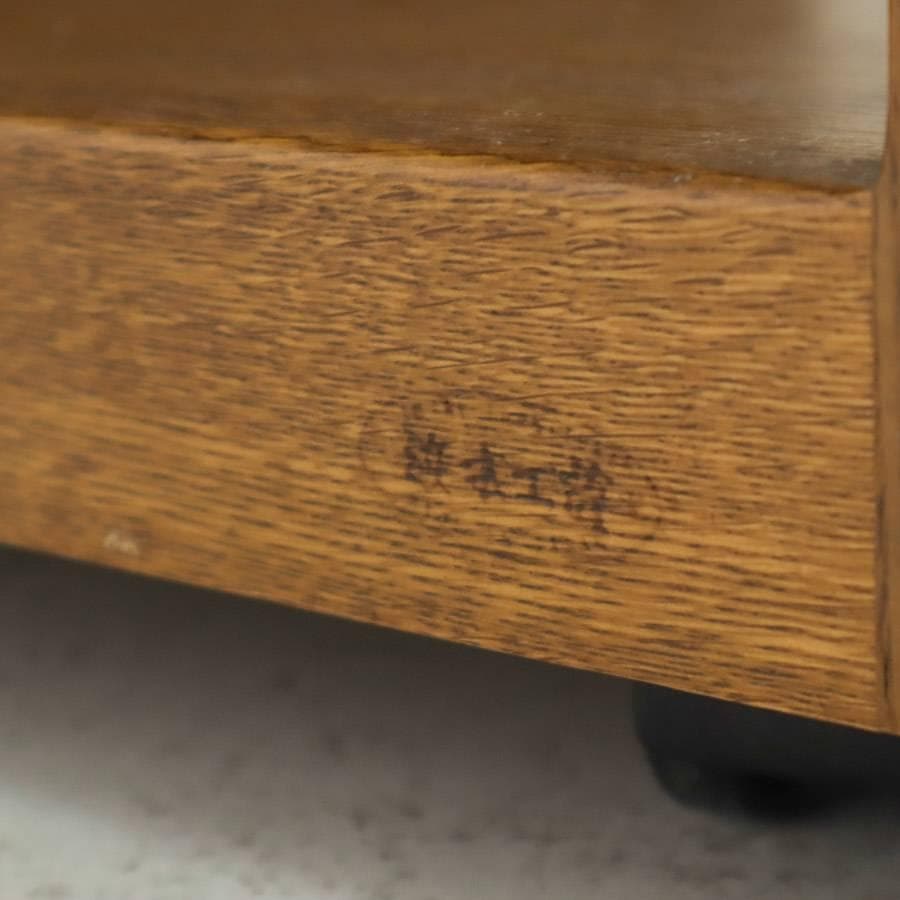 値下浜本工芸 キッチンワゴン サイドテーブル キャスター4輪 オーク　棚板欠品