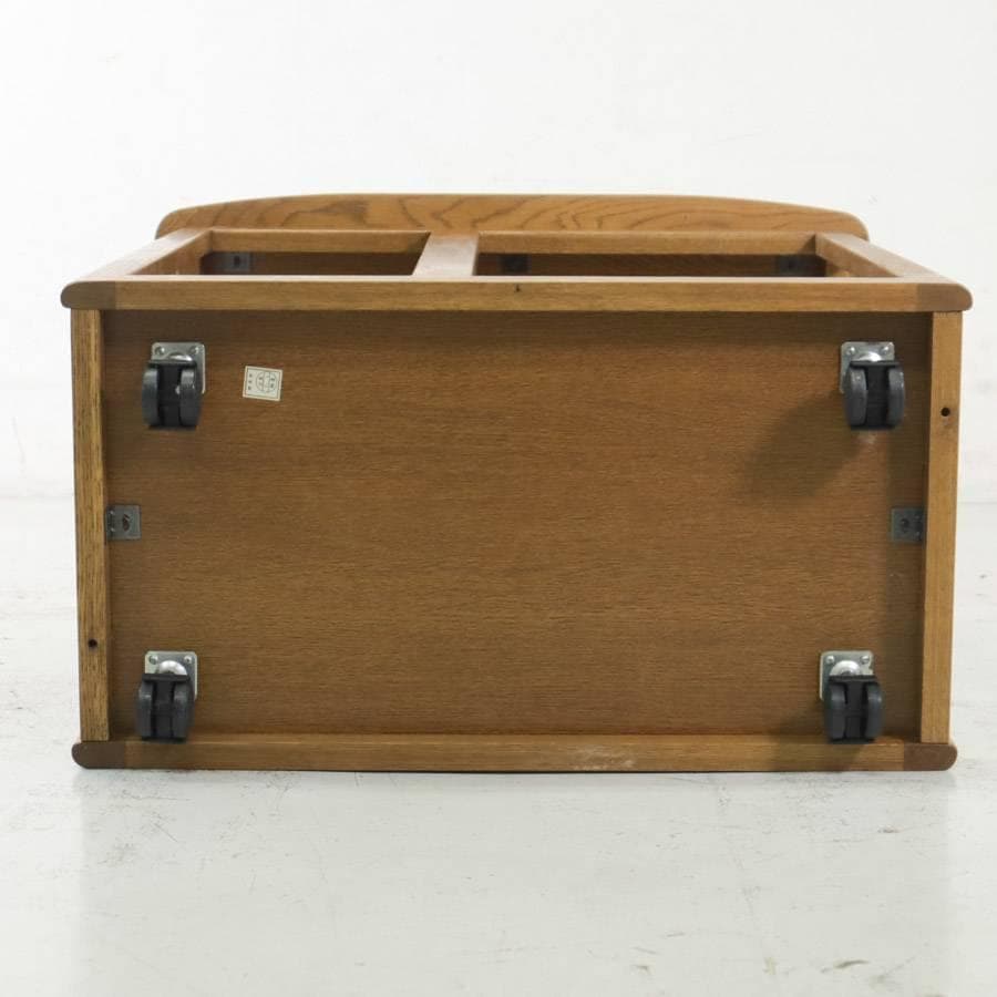 値下浜本工芸 キッチンワゴン サイドテーブル キャスター4輪 オーク　棚板欠品