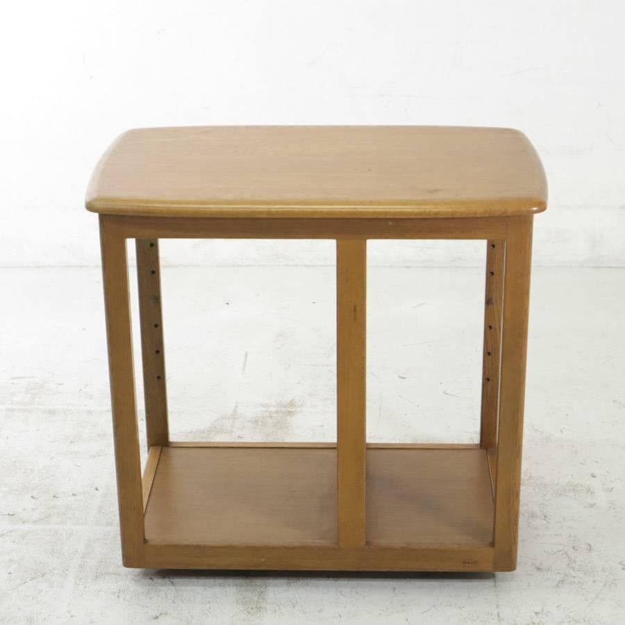 値下浜本工芸 キッチンワゴン サイドテーブル キャスター4輪 オーク　棚板欠品