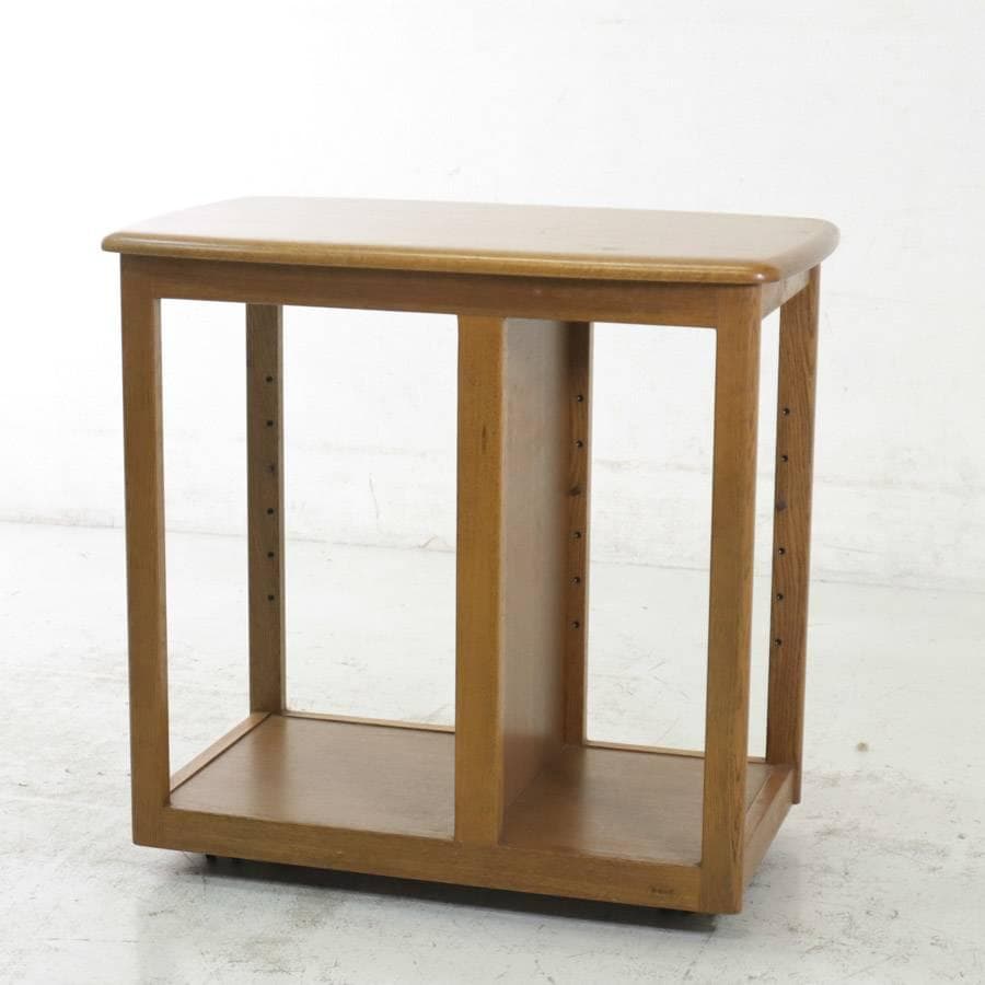 値下浜本工芸 キッチンワゴン サイドテーブル キャスター4輪 オーク　棚板欠品