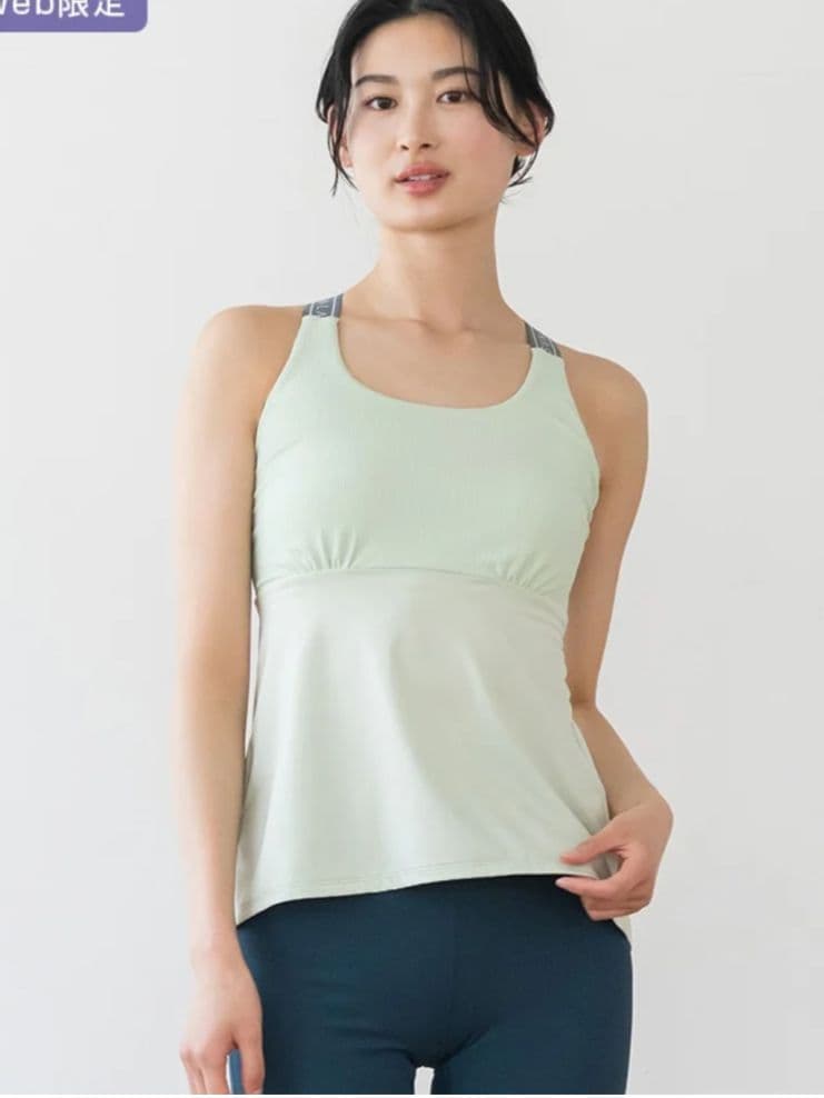 【新品】SUKALA ライトグリーン ベーシックフレアタンクトップ S