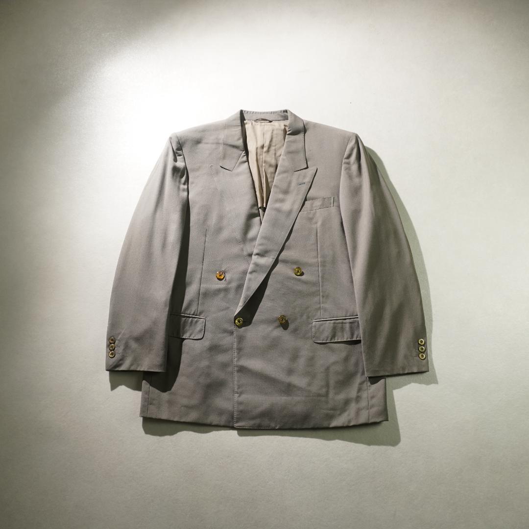 LANVIN ダブルセットアップスーツ フォーマル ビジネス カーキ/VW285