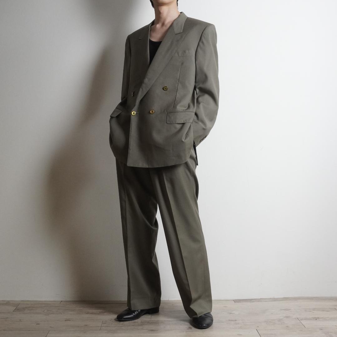 LANVIN ダブルセットアップスーツ フォーマル ビジネス カーキ/VW285