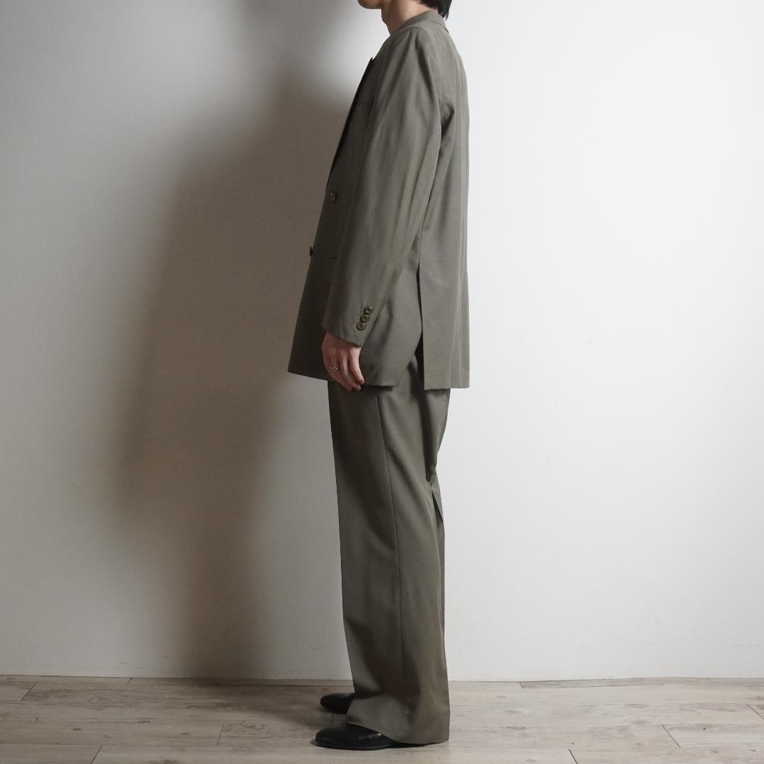 LANVIN ダブルセットアップスーツ フォーマル ビジネス カーキ/VW285
