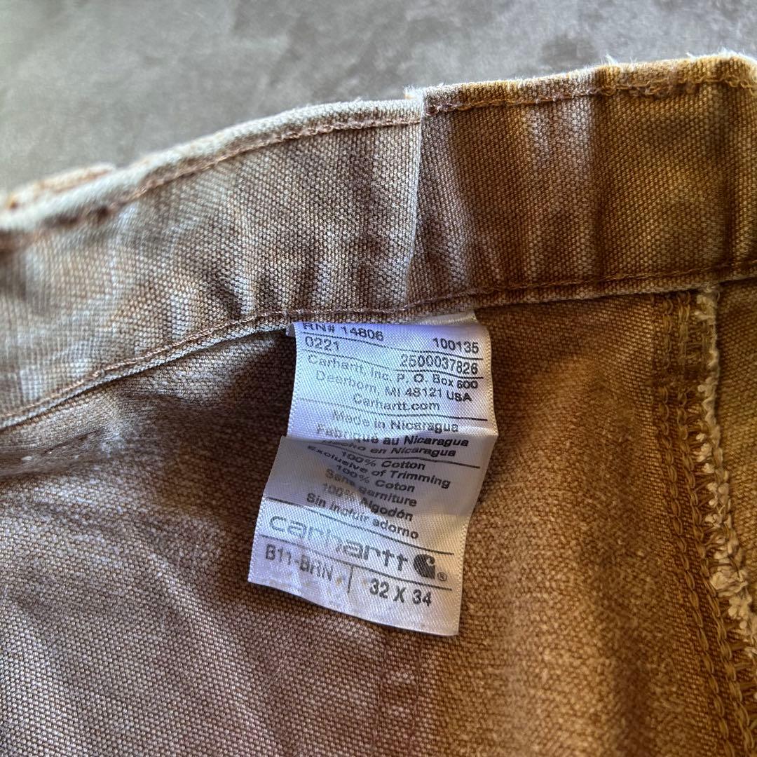 Carhartt ダックペインターパンツ W32 L34 鬼フェード ブラウン