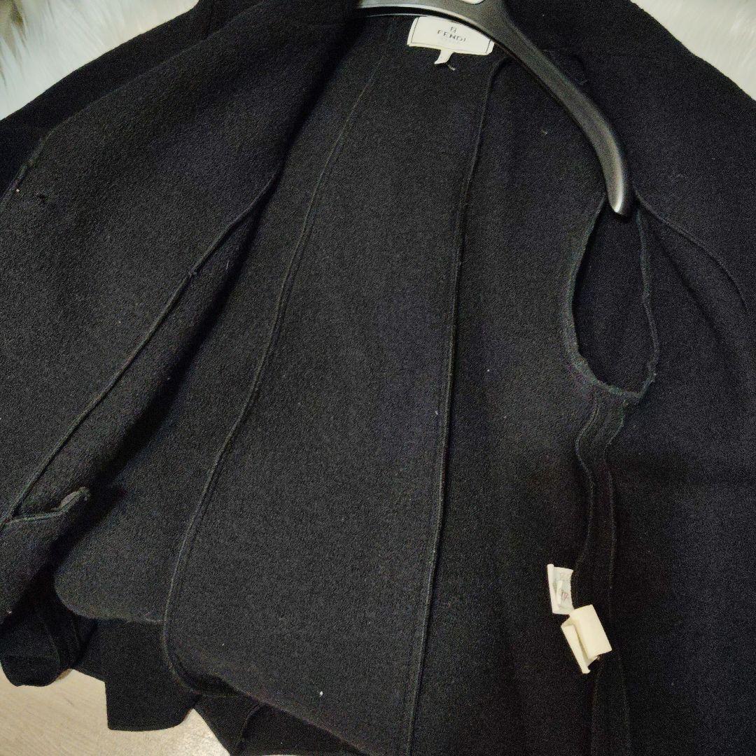 FENDI　Aラインウールロングコート　黒