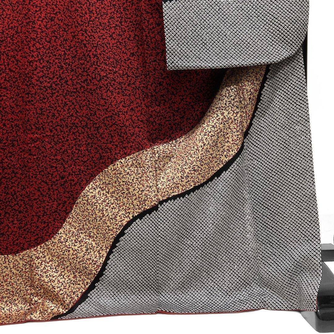 絞り　刺繍　金彩　花模様　鹿の子　振袖　着物　013a p