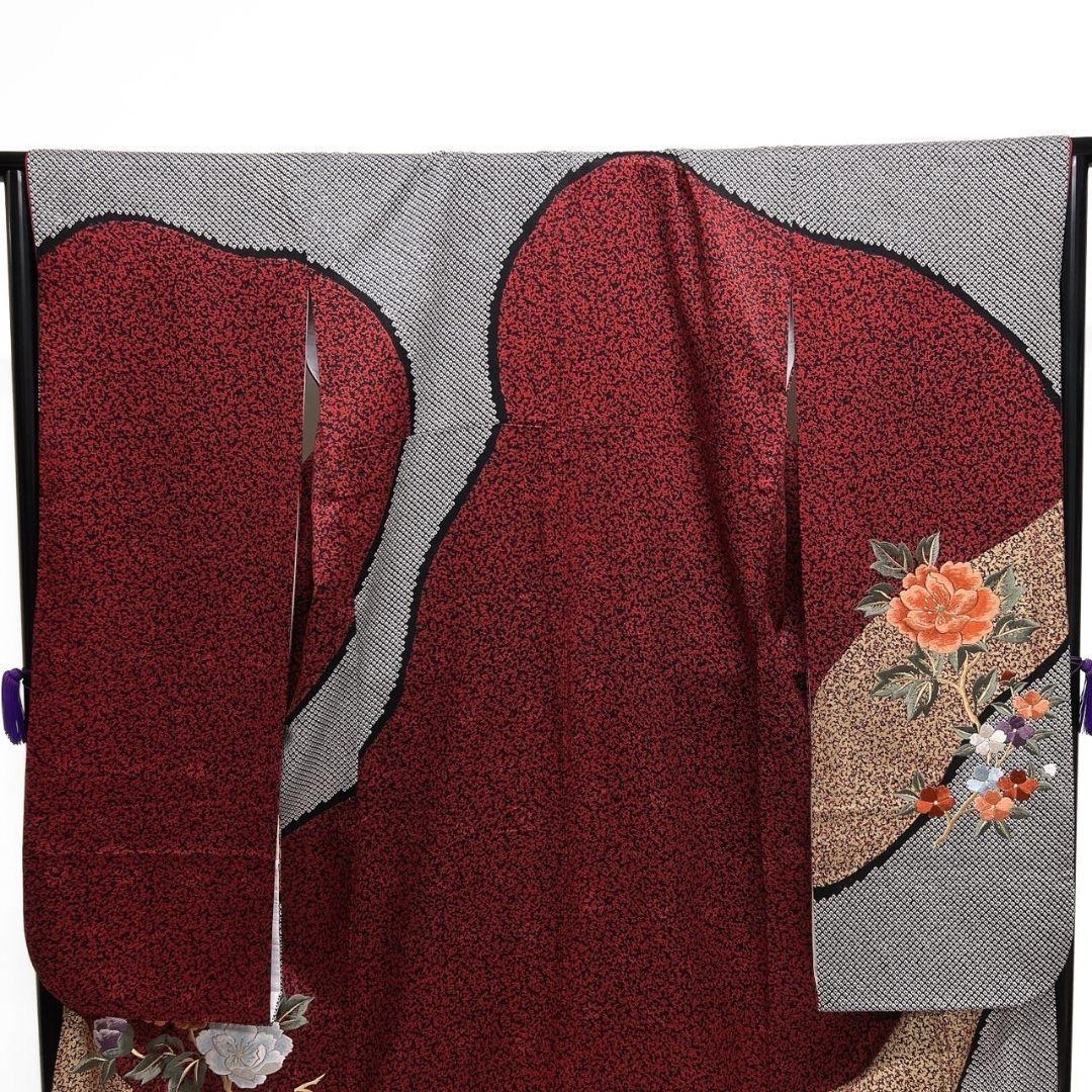 絞り　刺繍　金彩　花模様　鹿の子　振袖　着物　013a p