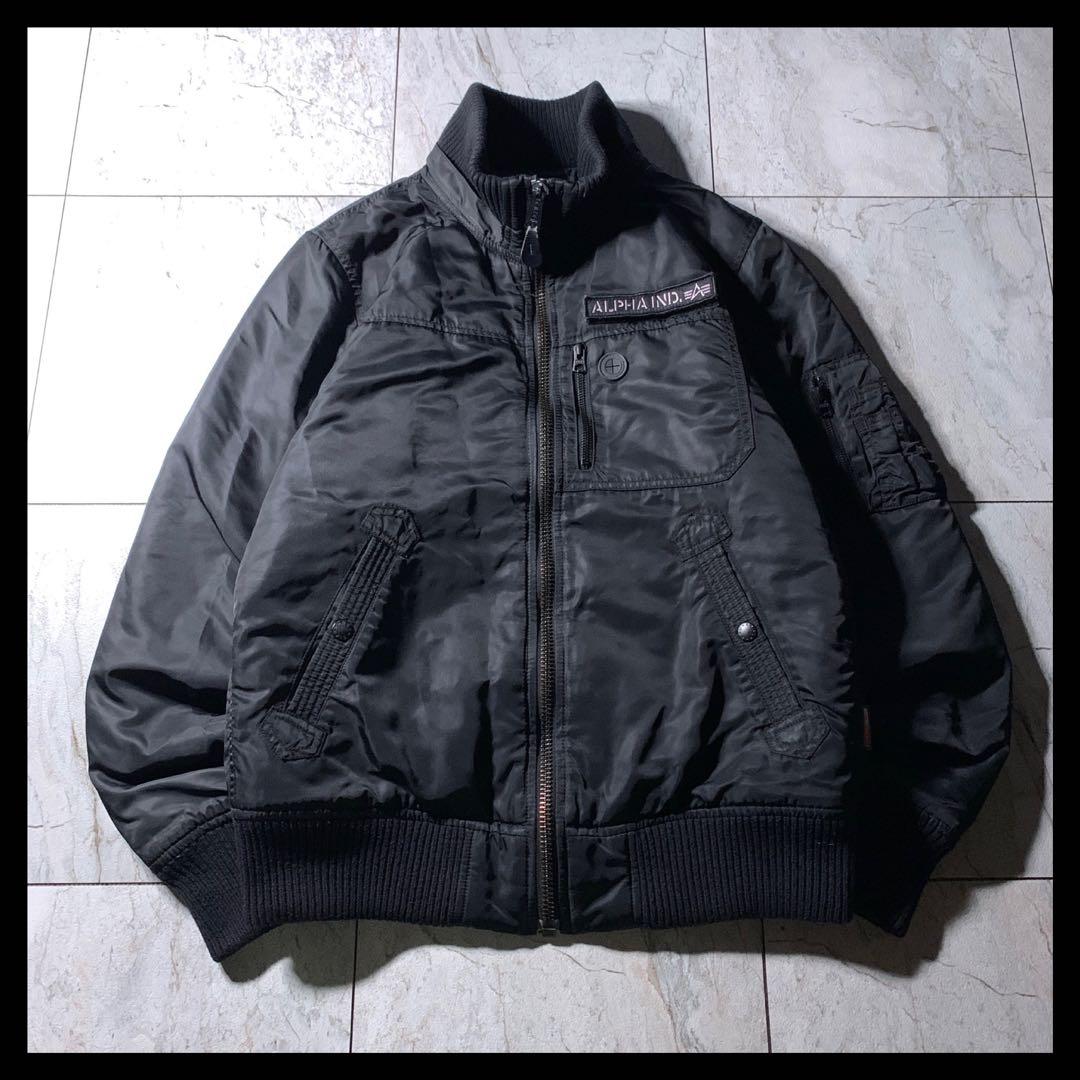 ALPHA 中綿 フライトジャケット ボンバージャケット MA-1 ブラック L