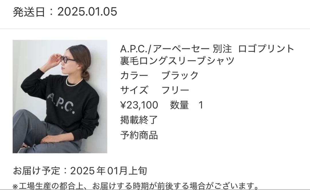 IENA A.P.C アーペーセー 別注 スウェット トレーナー 黒