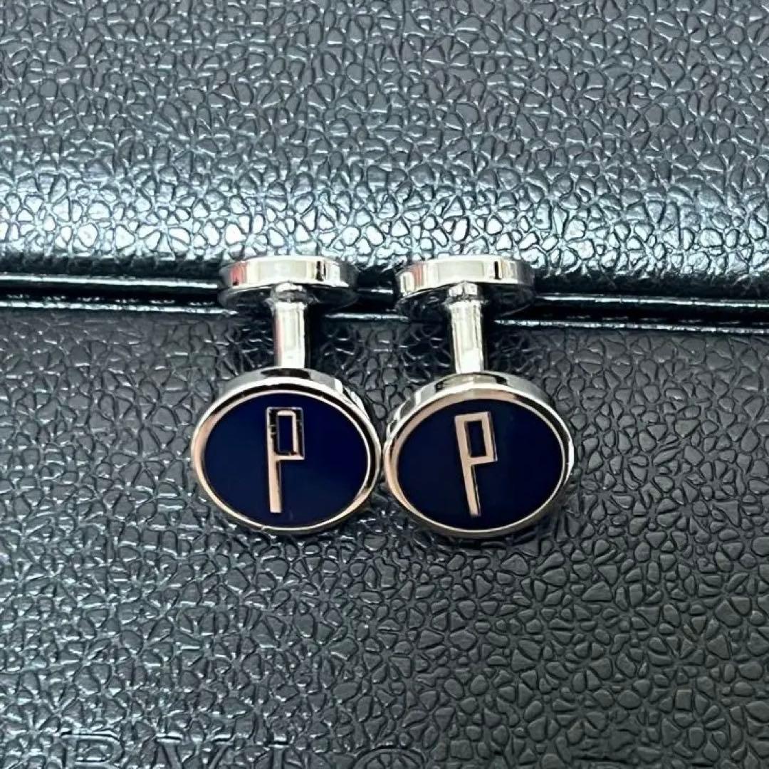 【正規品】ダンヒル dロゴ カフス シルバー×ネイビー 美品 希少モデル