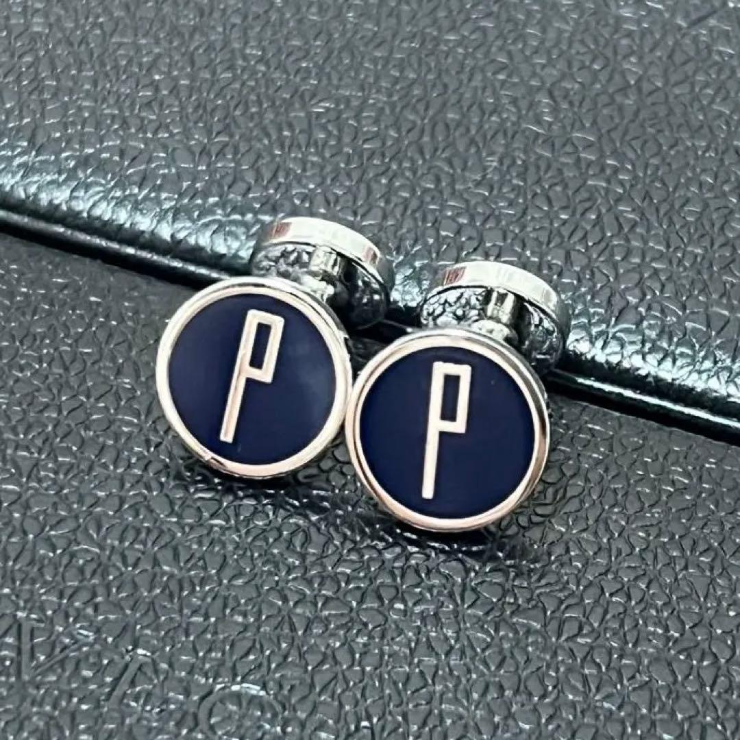 【正規品】ダンヒル dロゴ カフス シルバー×ネイビー 美品 希少モデル