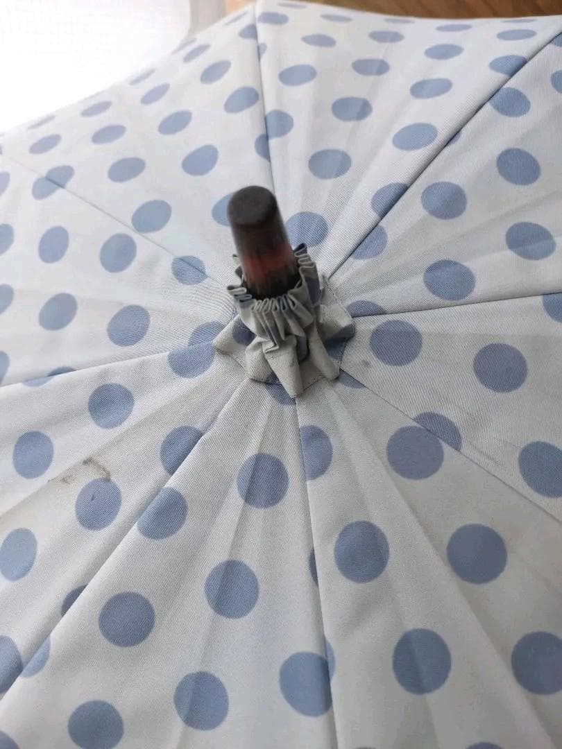 【廃盤】サンバリア100 ドーム型　長傘 フリル水玉 日傘 可愛い レア