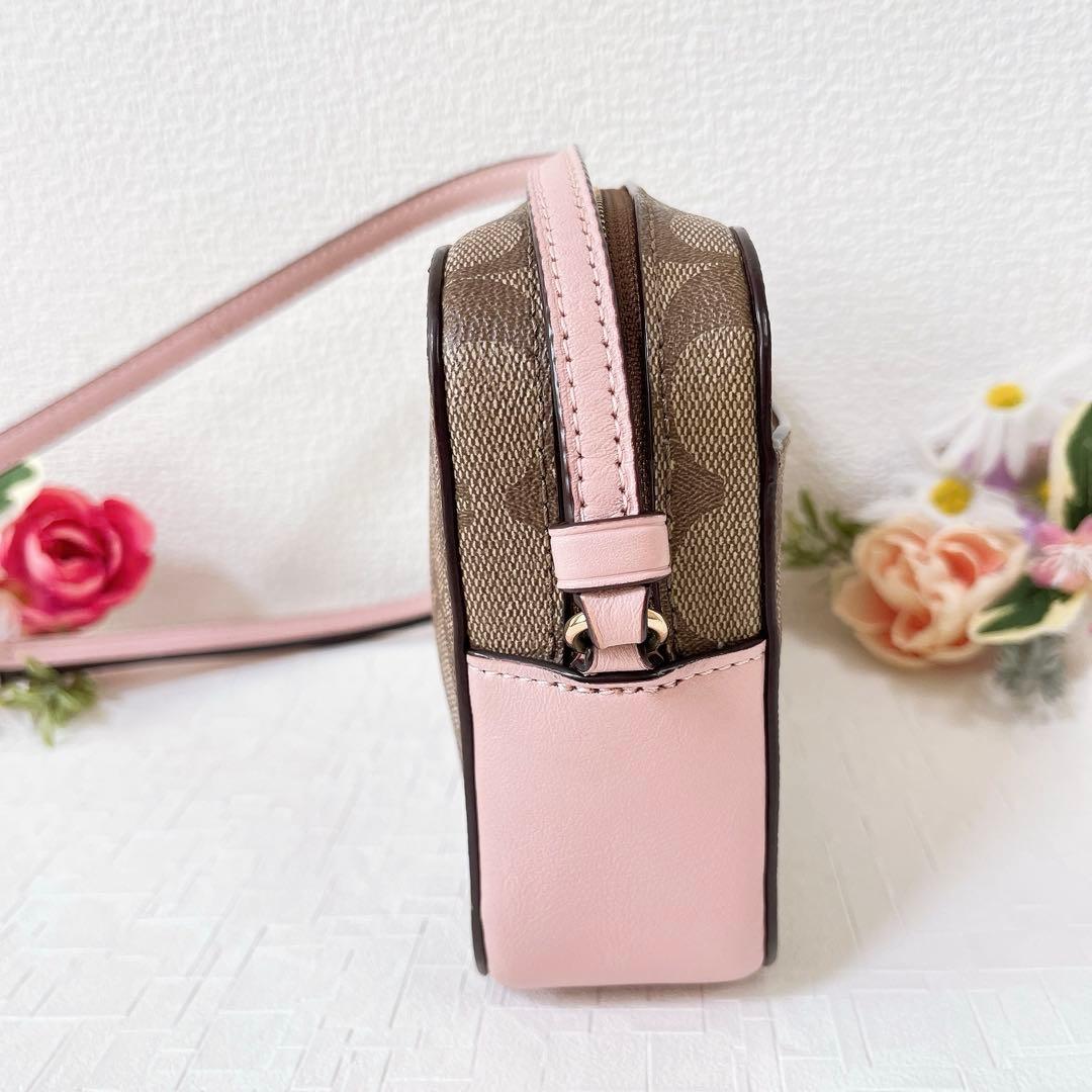 【極美品】COACH ショルダーバッグ ミニ カメラバッグ ブラウン系 ピンク