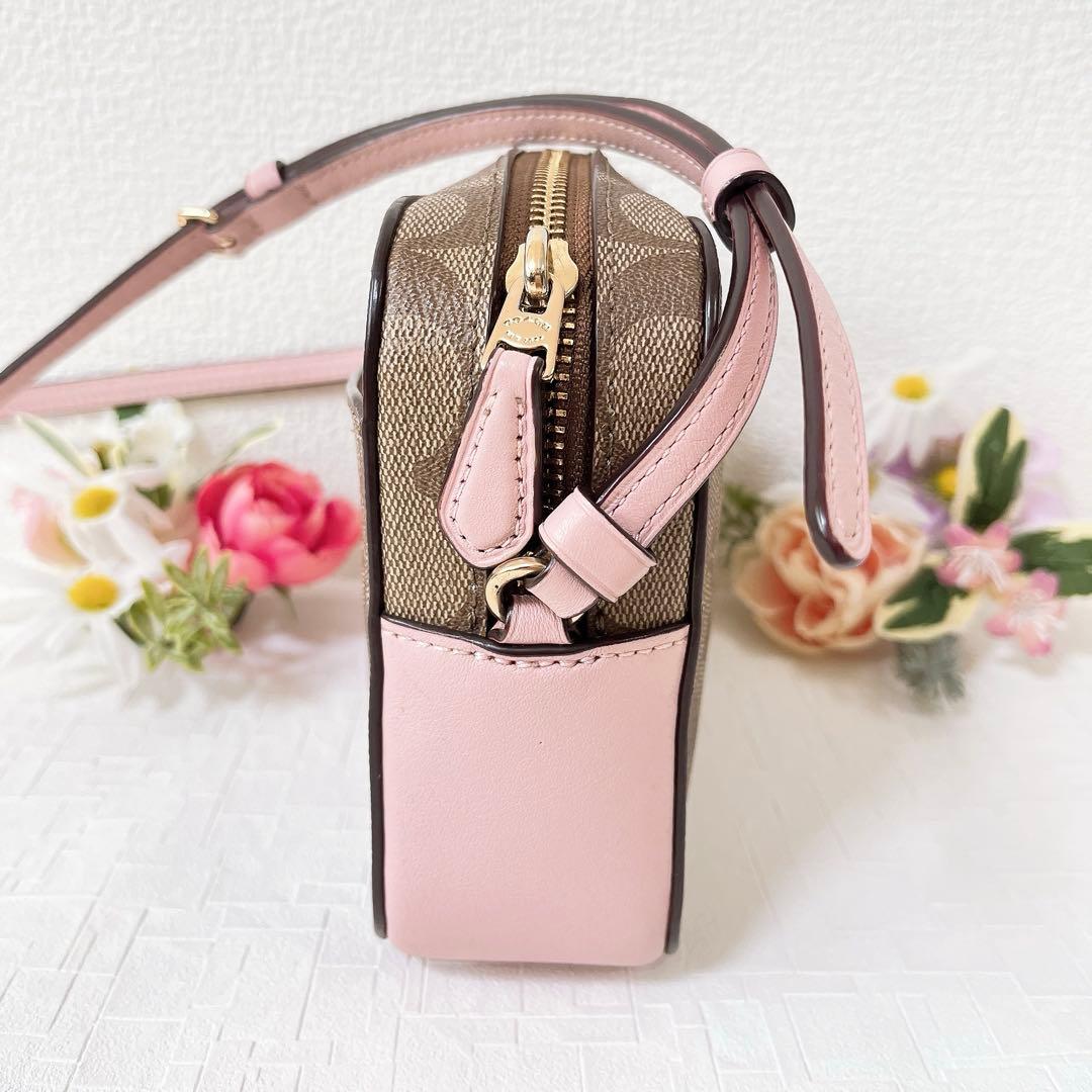 【極美品】COACH ショルダーバッグ ミニ カメラバッグ ブラウン系 ピンク