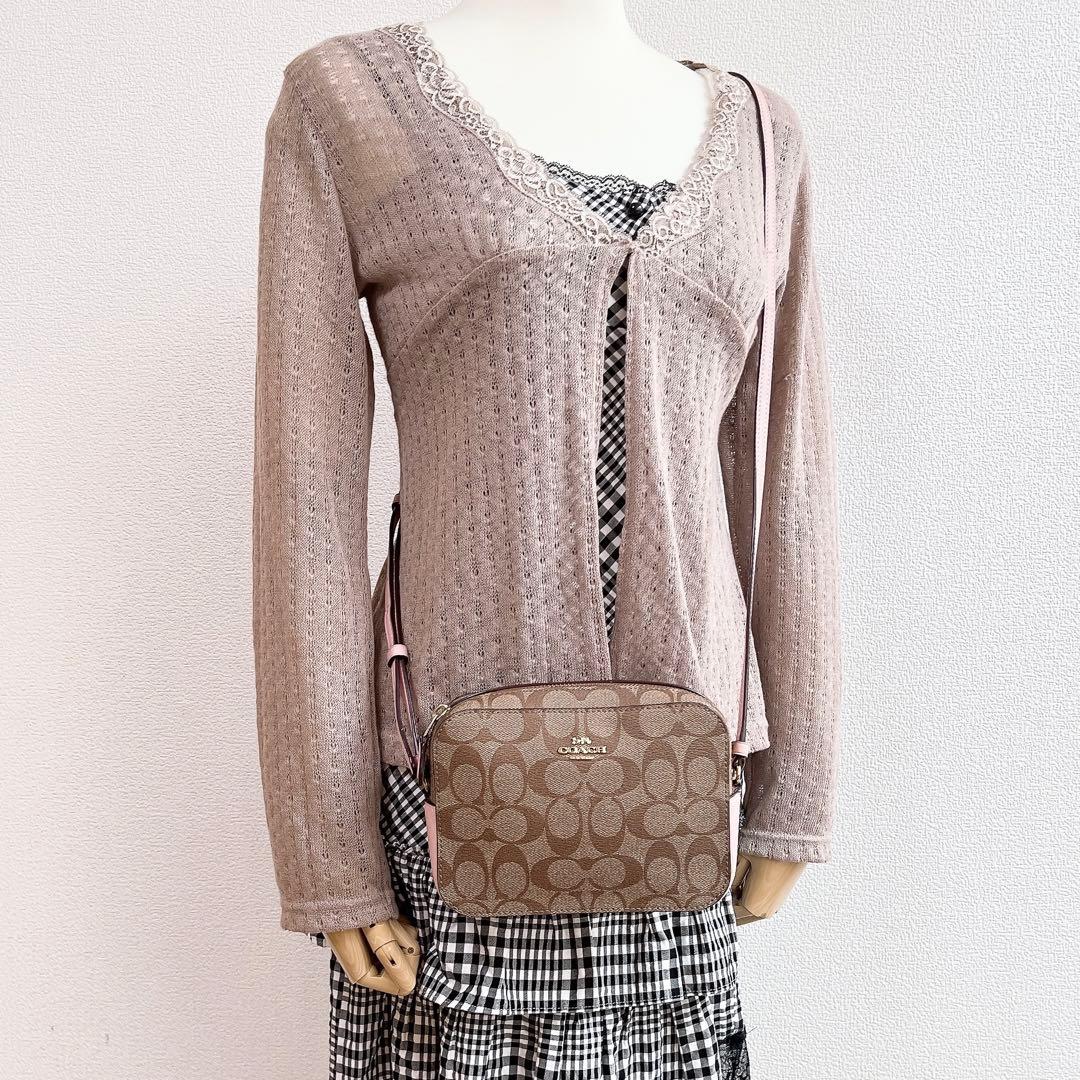 【極美品】COACH ショルダーバッグ ミニ カメラバッグ ブラウン系 ピンク