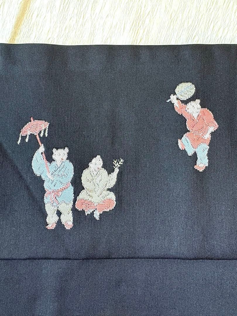 プロフィールご覧下さいJNKM二点❤️名古屋帯人物文様　黒　正絹　帯専用袋付