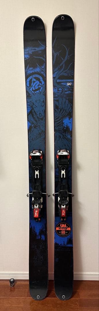バックカントリー　スキー板　K2 120mm幅・ツアービンディング・シール付