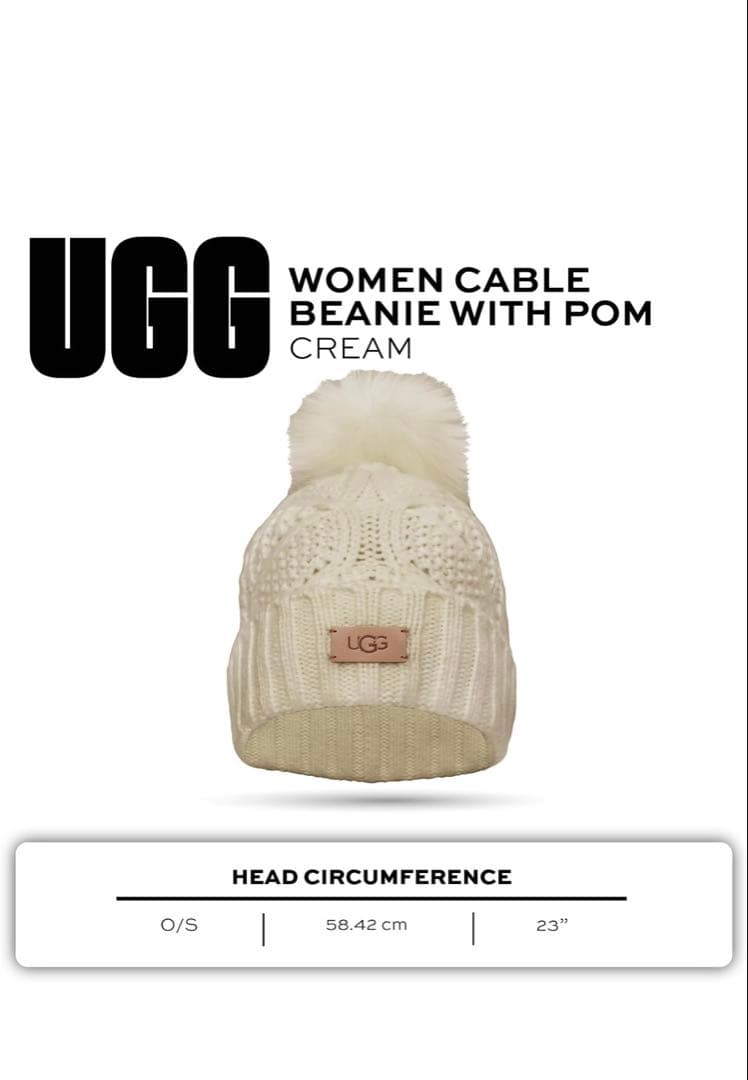 UGG ポンポン付きニット帽 アイボリー