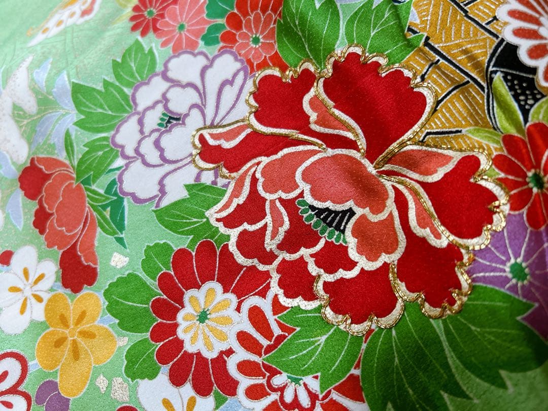 お買い得品♡七五三　7歳　女の子　フルセット　一式　緑　正絹