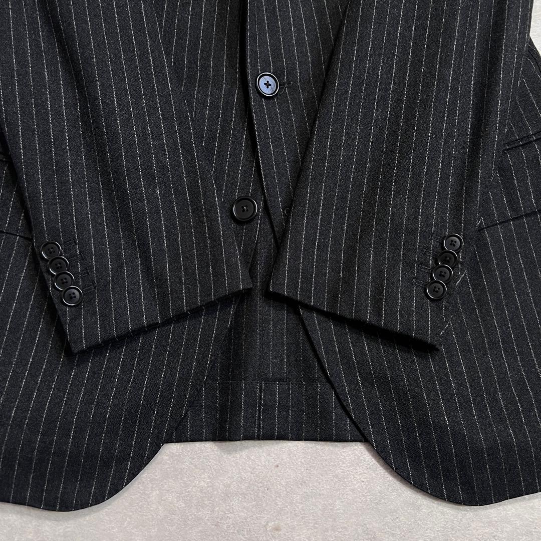 トゥモローランド カノニコウールフランネル ストライプスーツ チャコール 46