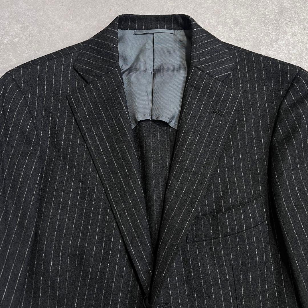 トゥモローランド カノニコウールフランネル ストライプスーツ チャコール 46
