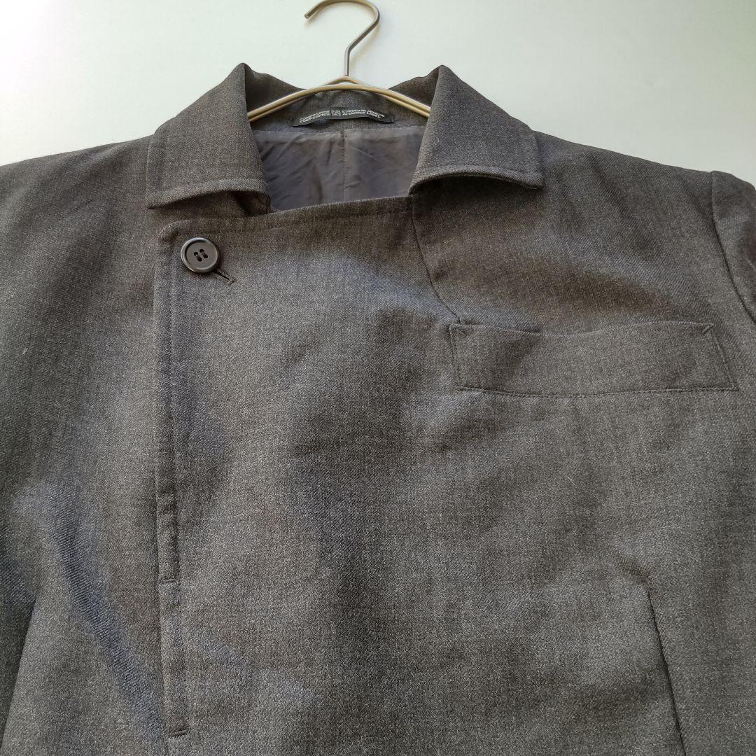 希少 Y's ワイズ 変形 テーラードジャケット グレー ウール １